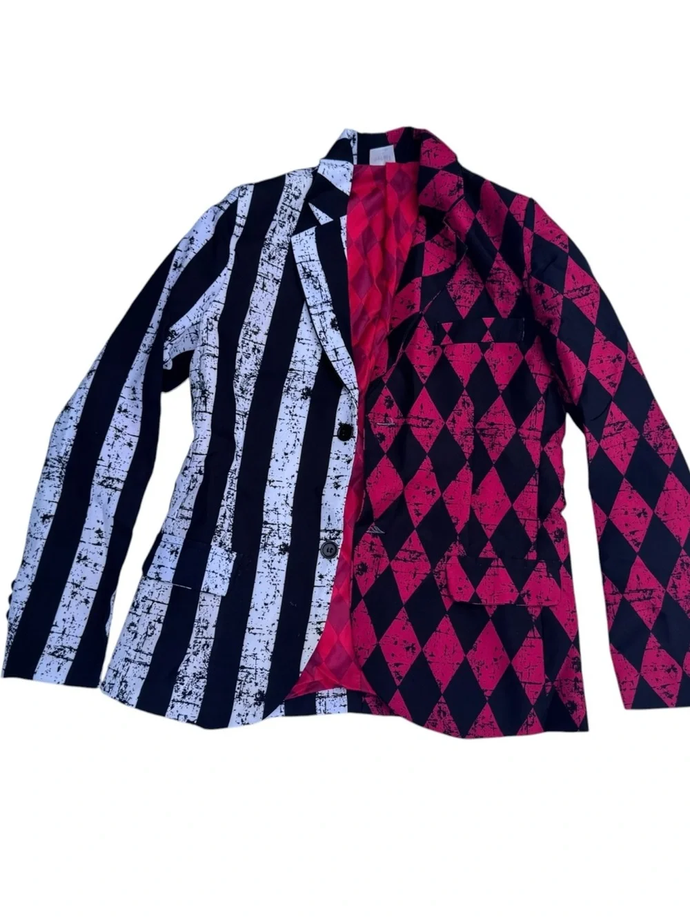 Kids Two-Piece Red & Black Crazy Clown  Patterned Suit Set with Matching Tie